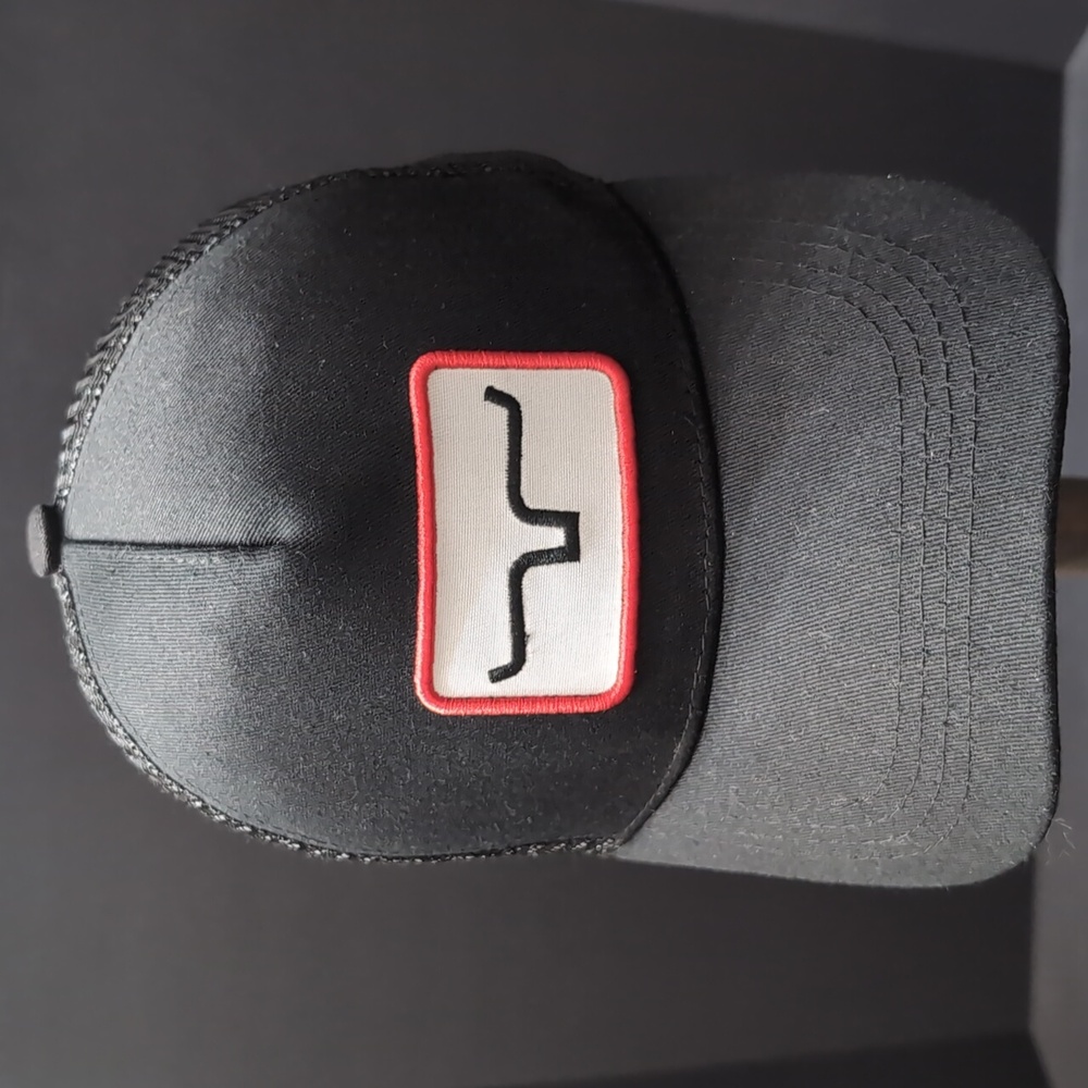 Kimes Ranch Men's Black Mesh, Snapback Trucker Hat.